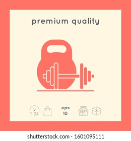 Kettlebell and barbell icon. Graphic elements for your design