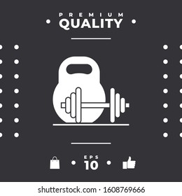 Kettlebell and barbell icon. Graphic elements for your design