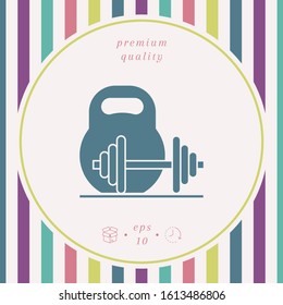 Kettlebell and barbell icon. Graphic elements for your design