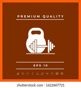 Kettlebell and barbell icon. Graphic elements for your design