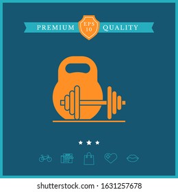 Kettlebell and barbell icon. Graphic elements for your design