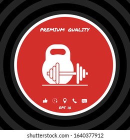 Kettlebell and barbell icon. Graphic elements for your design