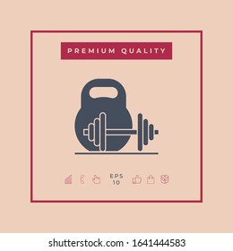 Kettlebell and barbell icon. Graphic elements for your design