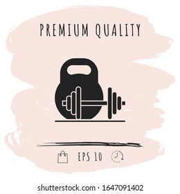 Kettlebell and barbell icon. Graphic elements for your design