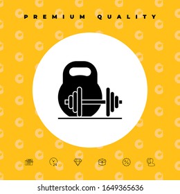 Kettlebell and barbell icon. Graphic elements for your design