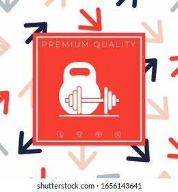 Kettlebell and barbell icon. Graphic elements for your design