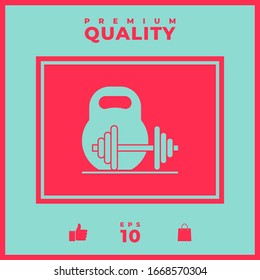 Kettlebell and barbell icon. Graphic elements for your design