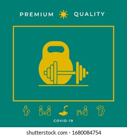 Kettlebell and barbell icon. Graphic elements for your design