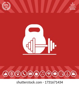 Kettlebell and barbell icon. Graphic elements for your design