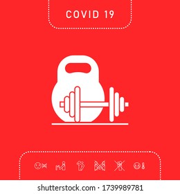 Kettlebell and barbell icon. Graphic elements for your design