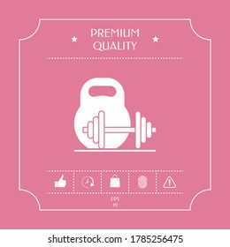 Kettlebell and barbell icon. Graphic elements for your design