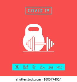 Kettlebell and barbell icon. Graphic elements for your design