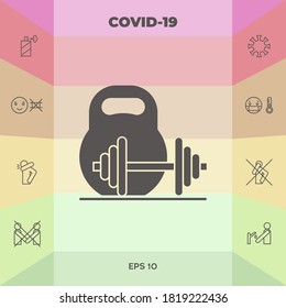 Kettlebell and barbell icon. Graphic elements for your design