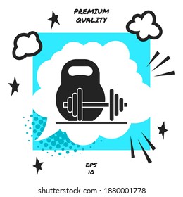 Kettlebell and barbell icon. Graphic elements for your design
