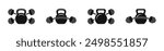 Kettlebell and barbell icons. Set of different kettlebells. Kettlebell, barbell, dumbbell vector illustration. Weightlifting icons.