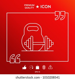 Kettlebell and barbell line icon