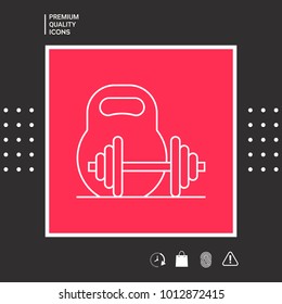 Kettlebell and barbell line icon