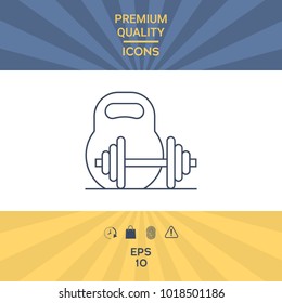 Kettlebell and barbell line icon