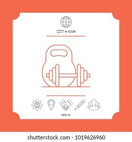 Kettlebell and barbell line icon