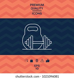 Kettlebell and barbell line icon