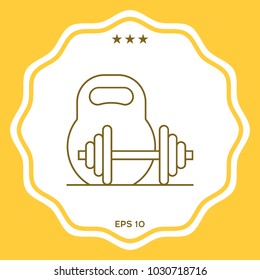 Kettlebell and barbell line icon