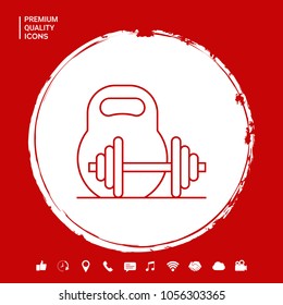 Kettlebell and barbell line icon