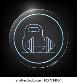 Kettlebell and barbell line icon