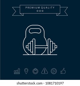 Kettlebell and barbell line icon