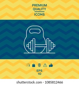 Kettlebell and barbell line icon