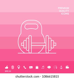 Kettlebell and barbell line icon