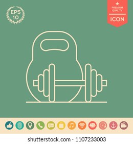 Kettlebell and barbell line icon