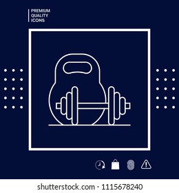 Kettlebell and barbell line icon