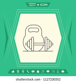 Kettlebell and barbell line icon