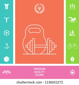 Kettlebell and barbell line icon