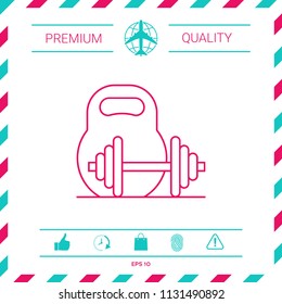 Kettlebell and barbell line icon