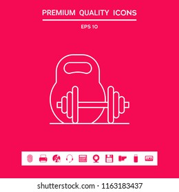 Kettlebell and barbell line icon