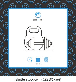 Kettlebell and barbell line icon