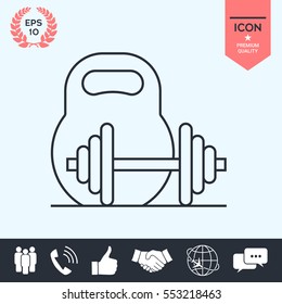 Kettlebell and barbell line icon