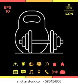 Kettlebell and barbell line icon