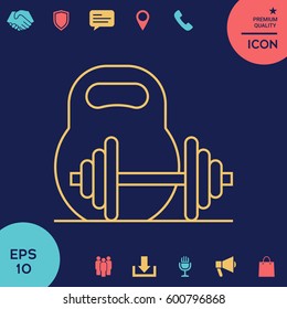 Kettlebell and barbell line icon