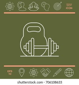 Kettlebell and barbell line icon