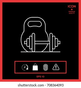 Kettlebell and barbell line icon