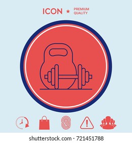 Kettlebell and barbell line icon