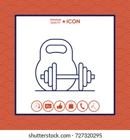 Kettlebell and barbell line icon