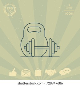 Kettlebell and barbell line icon