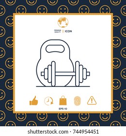 Kettlebell and barbell line icon