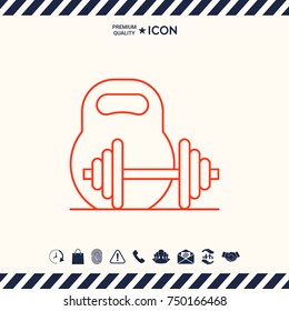 Kettlebell and barbell line icon
