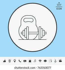 Kettlebell and barbell line icon