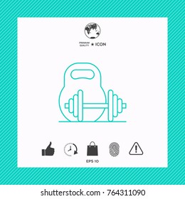 Kettlebell and barbell line icon