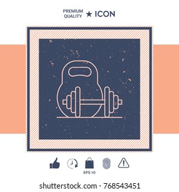 Kettlebell and barbell line icon
